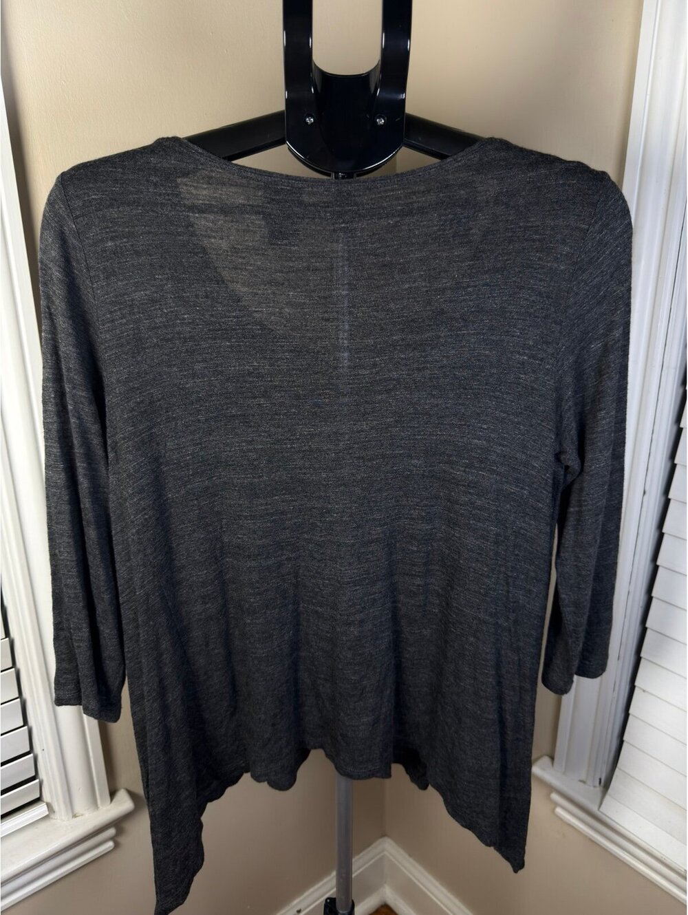 Eileen Fisher 100% Viscose Jersey Tunic Top Medium Charcoal Gray Scoop Neck Mini - Picture 2 of 4